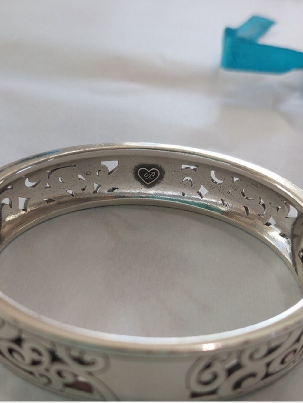 Brighton Silver-Tone Hinged Heart Bangle Bracelet - Silver - Picture 4 of 6